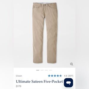 Brand New Peter Millar Ultimate Sateen 5 Pocket Pant Size 35
